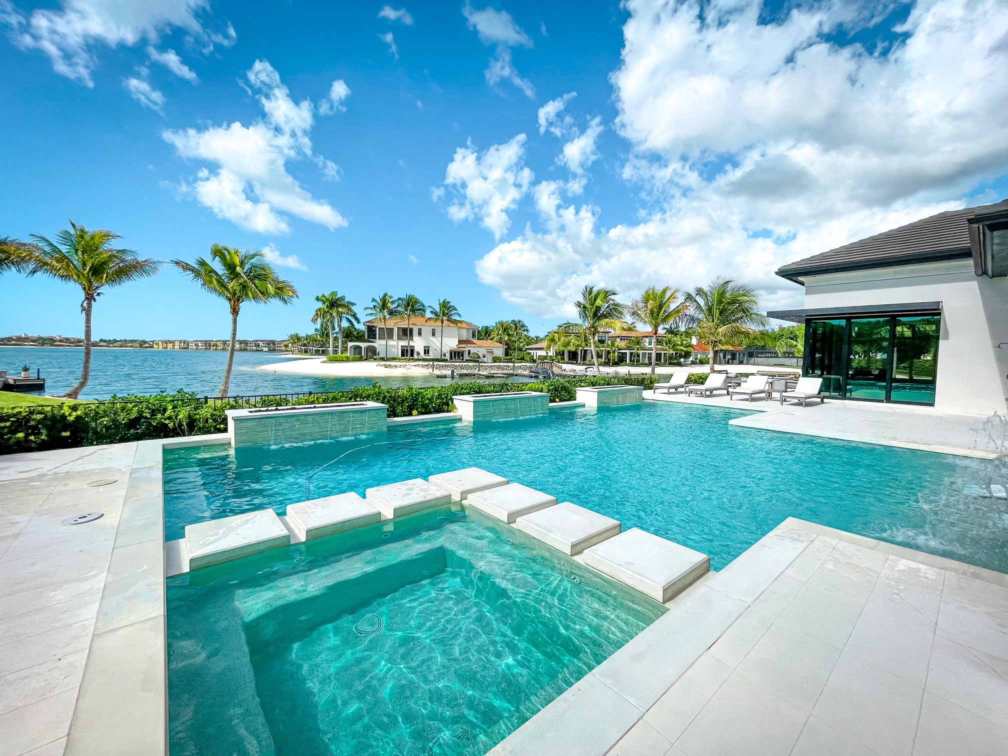 Beautiful pool overlooking the water